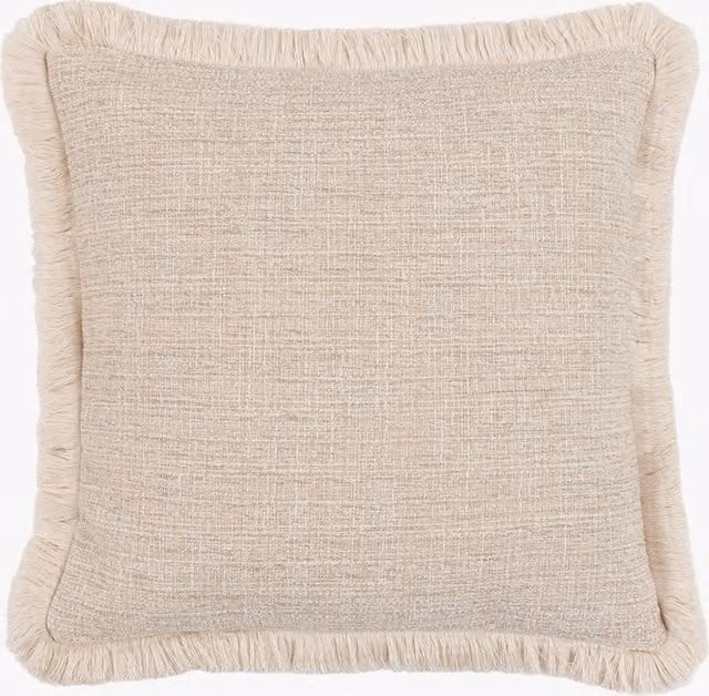 Perch & Parrow Linden Square Linen Fringe Cushion in Beige
