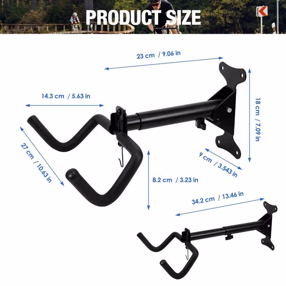 NESTLUNE Adjustable Wall Mounted Metal Bike Storage Hanger in Black – 2