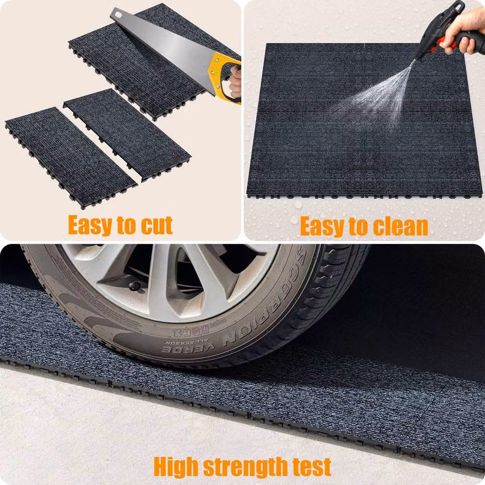 Garwarm 36 Pack Interlocking Carpet Tiles, Non-Slip Grey Floor Squares, W/D: 30.48 x 30.48 cm – 7