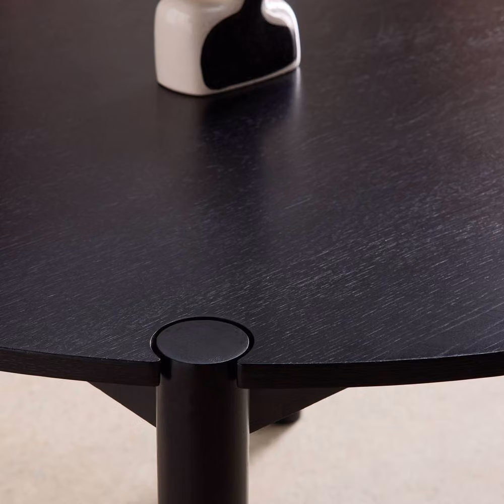 sweeek Round Rubberwood Dining Table in Black, Diameter: 120 cm, Height: 75 cm – 3