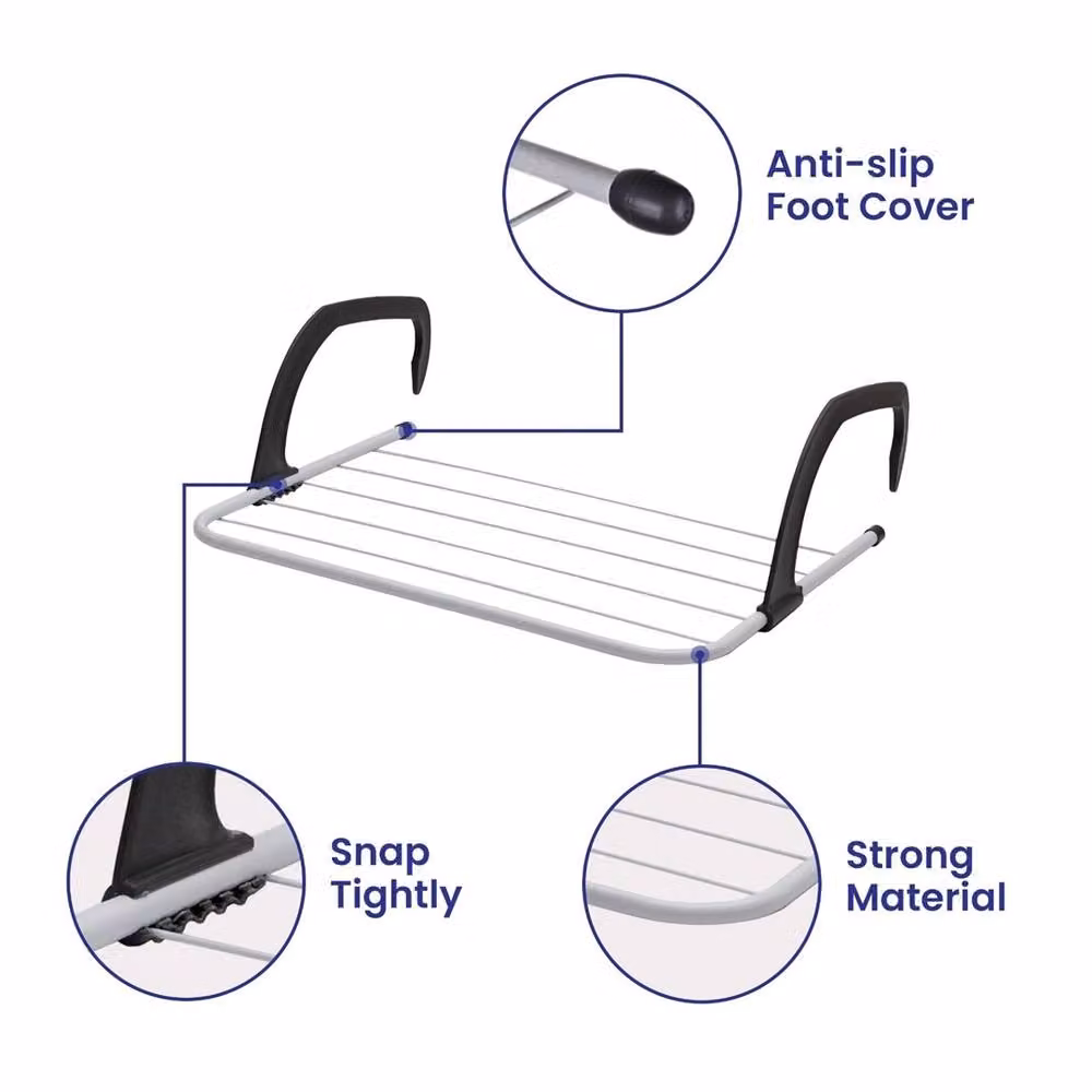 Nordara 3 Tier Heavy Duty Foldable Indoor Clothes Airing Rack in Silver with 20m Drying Capacity – 2