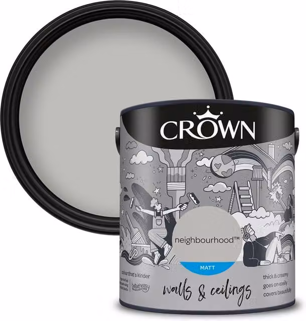Crown Grey Matt Dispersion Emulsion Paint 2.5l
