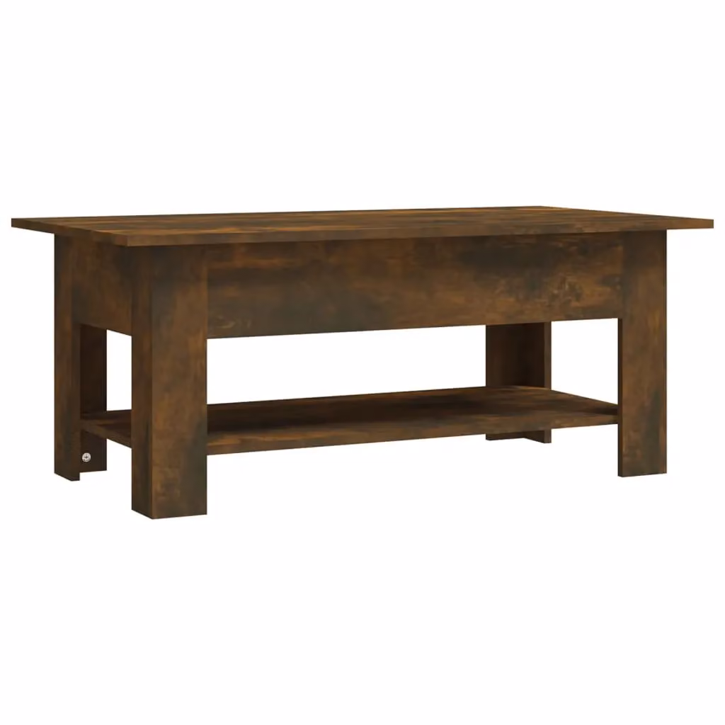 Berkfield Home Modern Rectangular Coffee Table in Smoked Oak Brown, W/D/H: 102 x 55 x 42 cm – 2