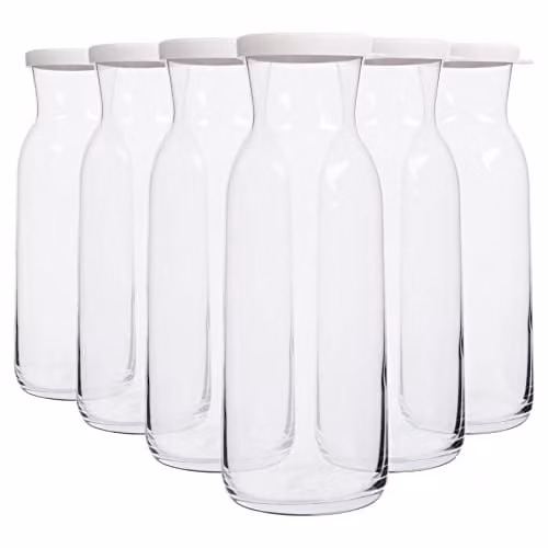 LAV Fonte Glass Carafe Set with White Lids, 6 x 1.2 l – 1