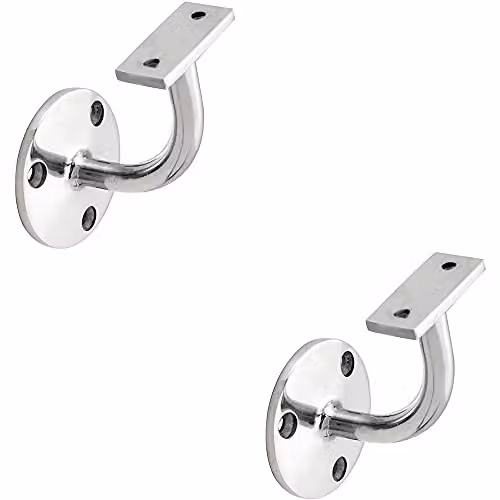 Loops 2 Pack Heavyweight Wall Mounted Handrail Bannister Brackets in Polished Chrome