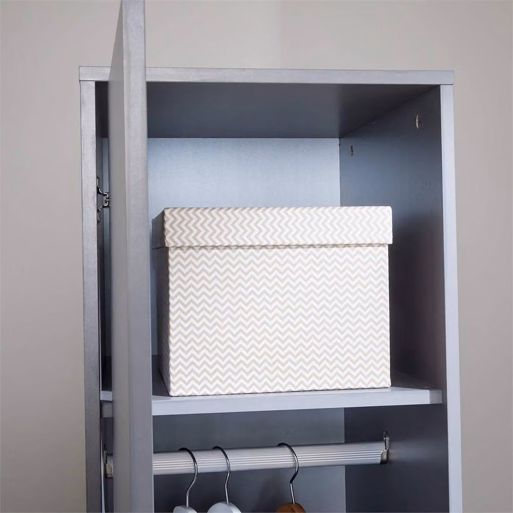 Nordara Grey Single Door Space Saving Wardrobe for Bedroom Clothes Storage W/D/H: 130 x 35 x 130 cm – 2