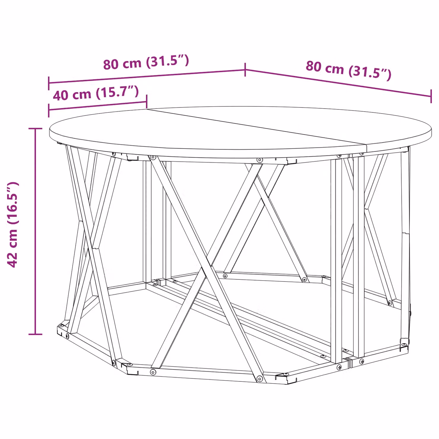 Berkfield Home Black Oak Coffee Table in Black Engineered Wood, W/D/H: 80 x 80 x 42 cm – 4