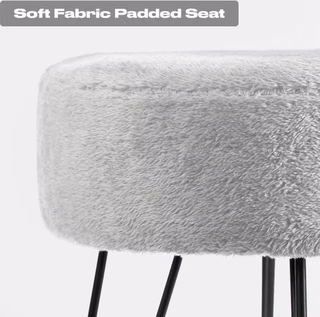 OHS Teddy Fleece Hairpin Stool in Grey