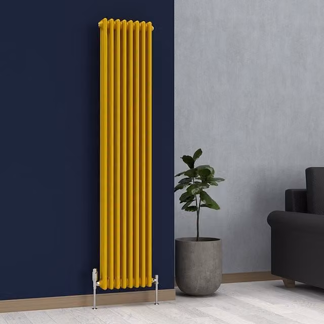 Lux Heat Vertical Coloured Column Radiator in Sunflower Yellow, H 180 cm x W 38 cm