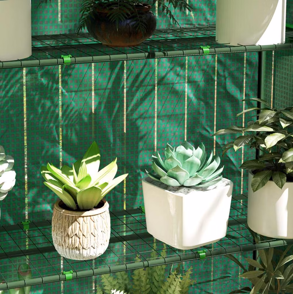 STILVORA 4 Tier Mini Greenhouse with Roll-Up Door in Green, H 160 x W 105 x D 45 cm – 7