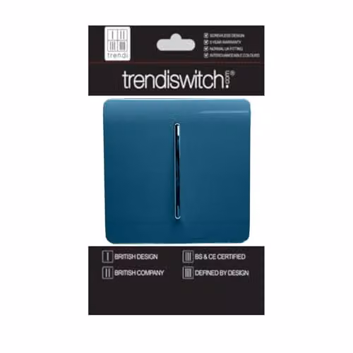 Trendi Switch 10 Amp Triple Pole Fan Isolator Switch with Chrome Rocker in Midnight Blue – 3