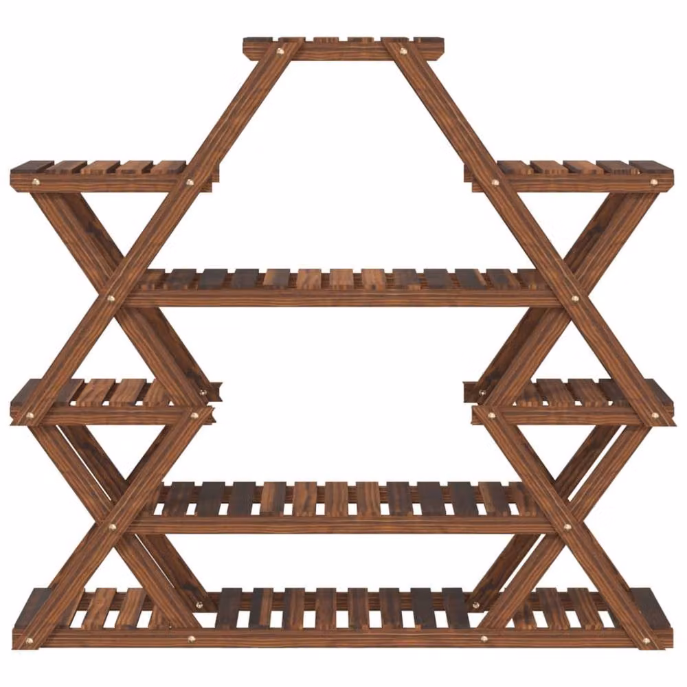 Berkfield Home Retro Solid Wood Flower Stand in Brown, W/D/H: 110 x 25 x 105 cm – 4