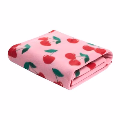 OHS Cherry Floral Fleece Throw Blanket, Pink/Red, W/D/H: 120 x 150 cm – 1