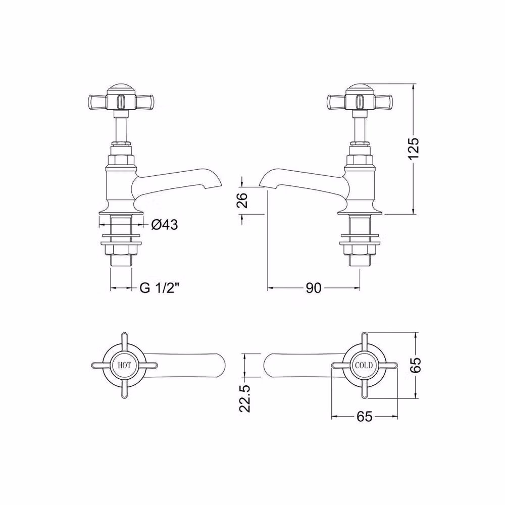NESTLUNE Nuie Beaumont Deck Mounted Basin Tap Pair in Silver Chrome with Brass Construction – 2
