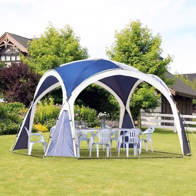 Outsunny Curved Dome Event Gazebo Shelter in Blue and Grey