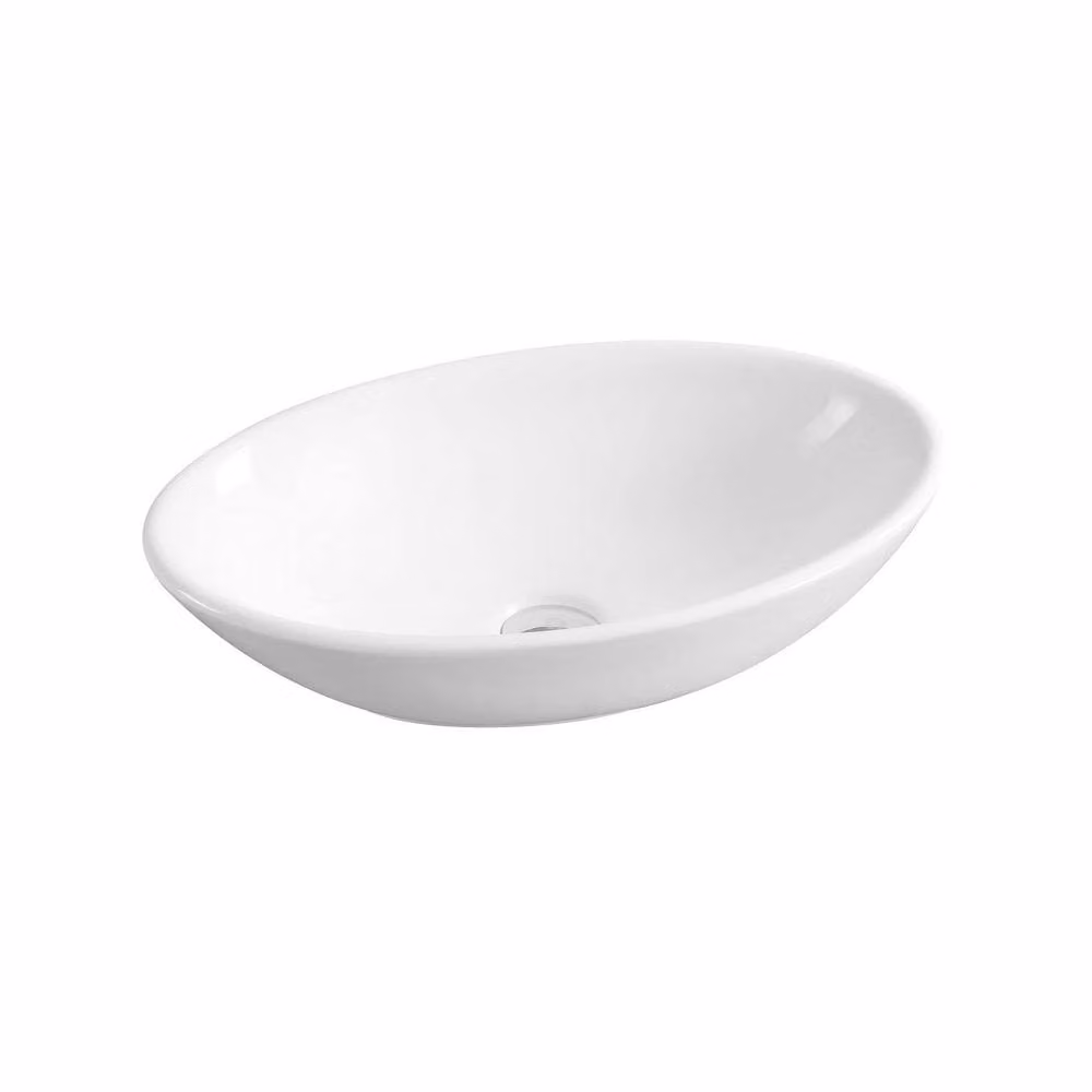 Limoge 7529 White Ceramic Oval Countertop Basin W/D/H: 52 x 32 x 14 cm – 2