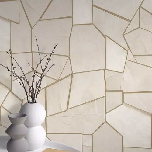 Erismann Elle 10445-02 Non-Woven Abstract Wallpaper in Beige and Gold Metallic