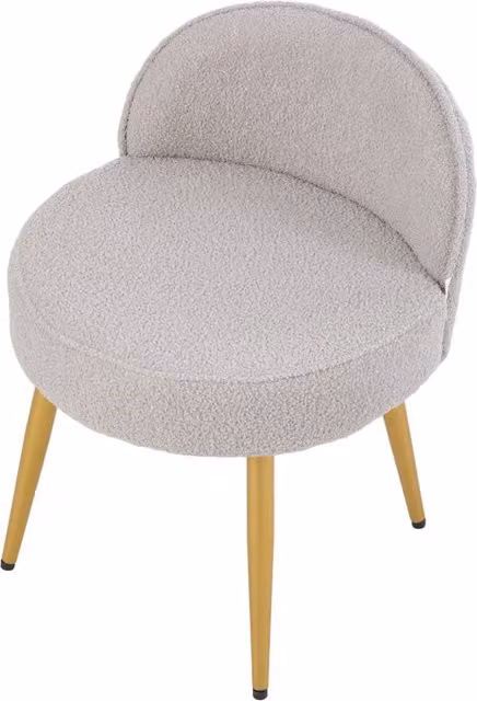 Living and Home Teddy Fleece Dressing Table Stool with Metal Legs in Grey
