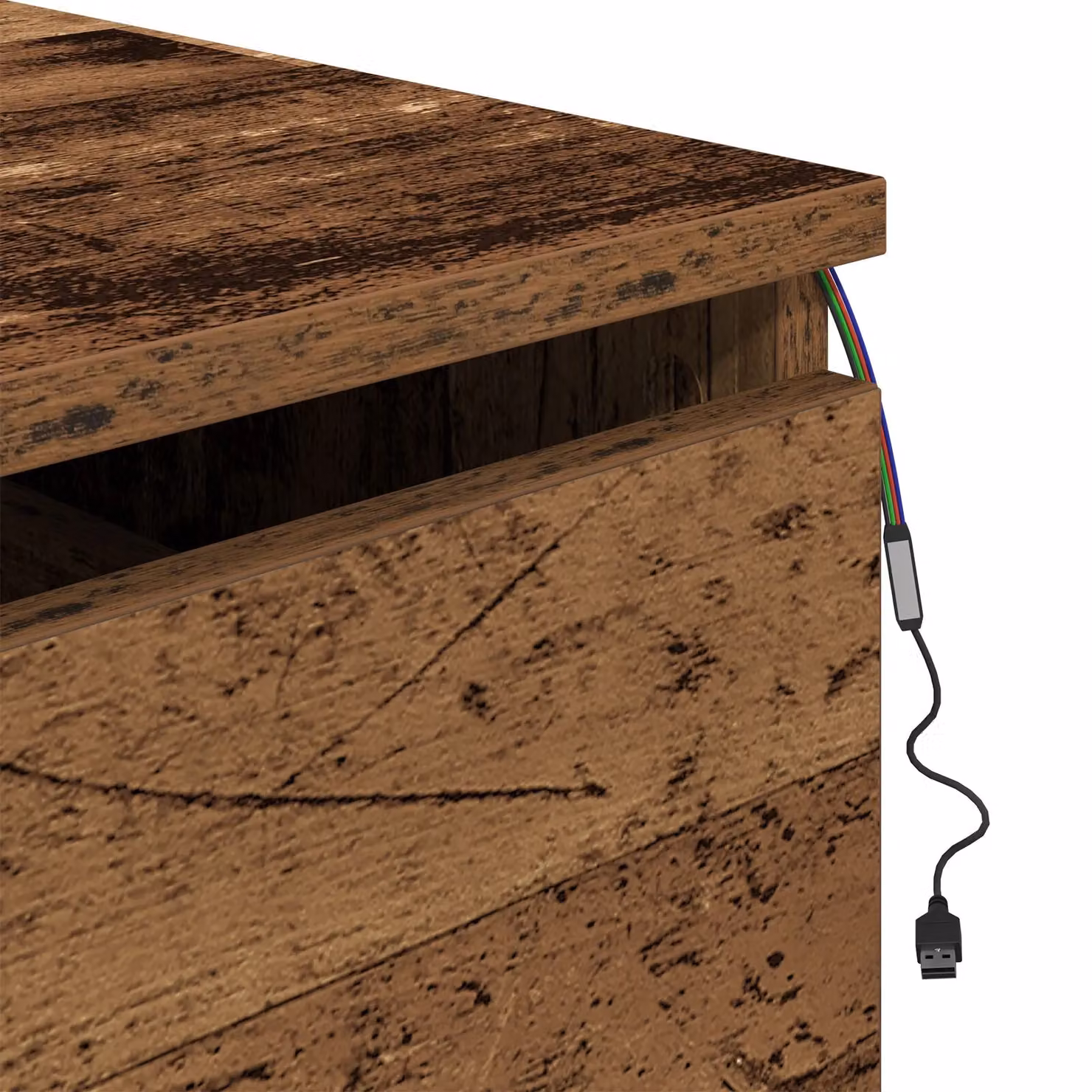 Berkfield Home Wall-Mounted Bedside Cabinet with Integrated LED Lighting in Brown Old Wood, W: 50 cm, D: 36 cm, H: 30 cm – 5