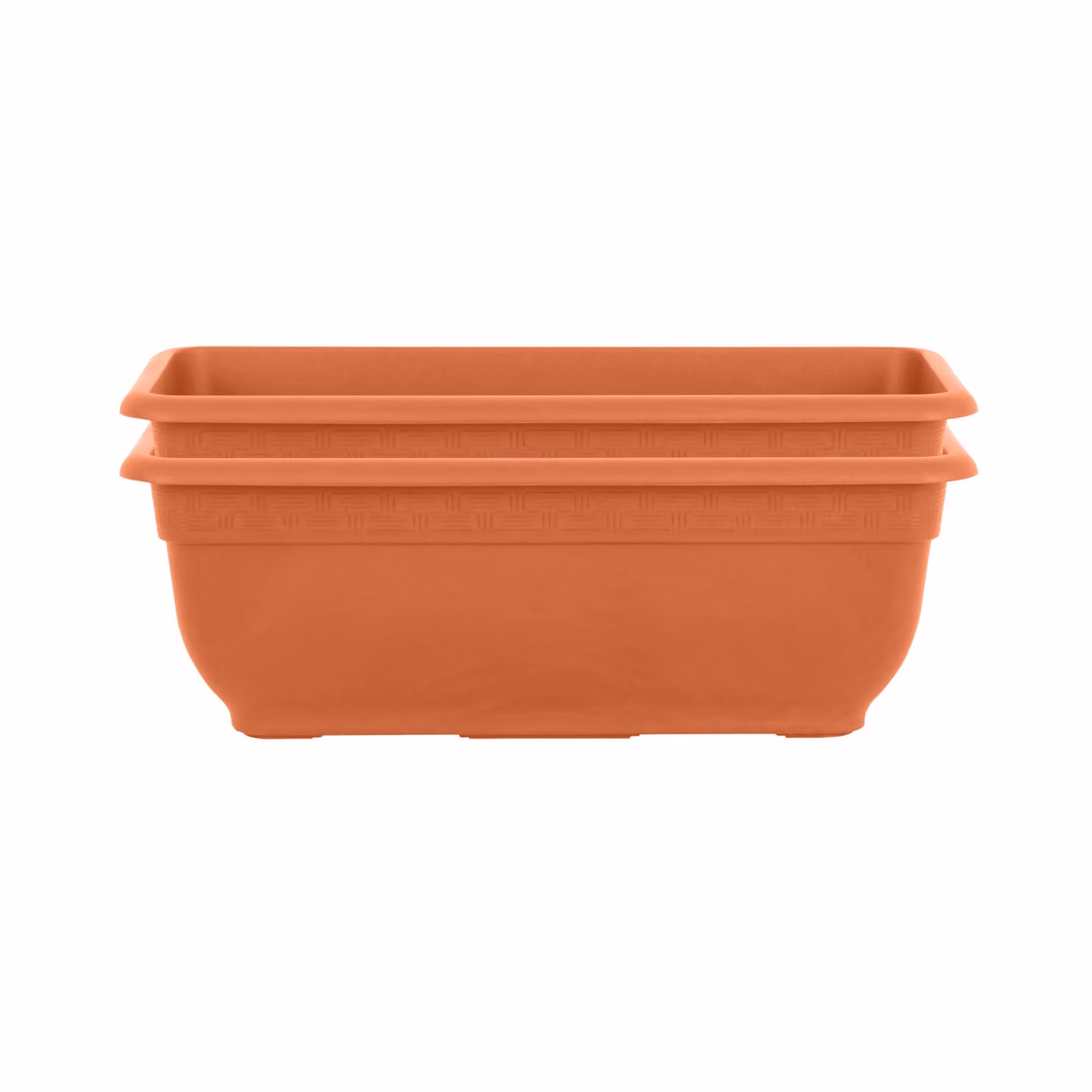 Wham Bell Pot 2 x 47cm Rectangular Plastic Garden Planter Troughs in Terracotta Brown – 2