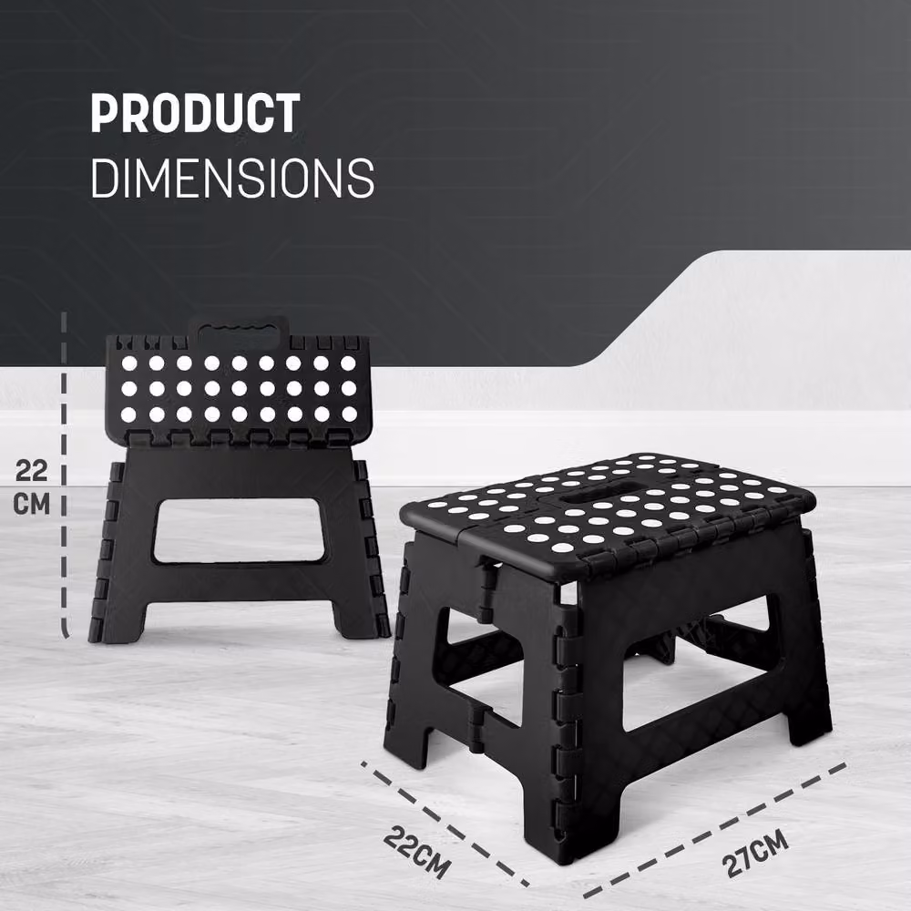 Keplin Heavy Duty Folding Step Stool, Non-Slip Portable Plastic Footstool in Black – 2