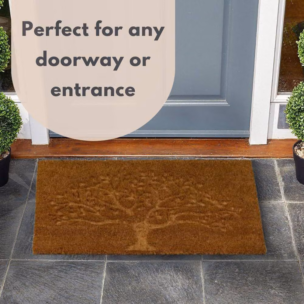 Marco Paul Heavy Duty Coir Door Mat with Brown Tree Design, W: 45 cm, D: 75 cm – 4