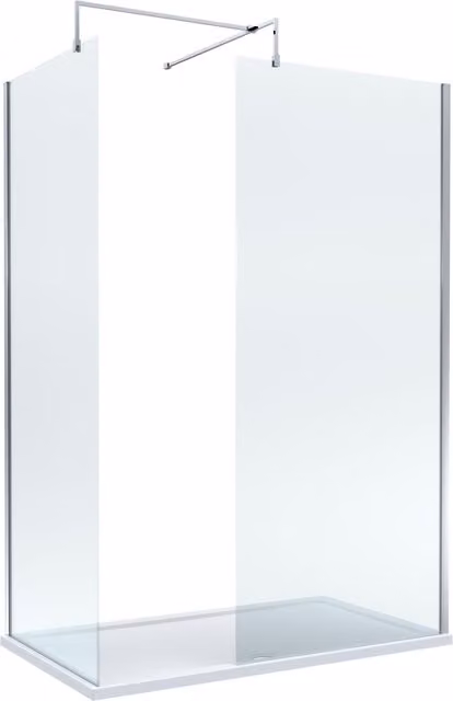 Balterley Walk-in Glass Wetroom Screen and Tray Set with Chrome Profile, Silver and Transparent, W: 1400 mm, D: 900 mm – 1
