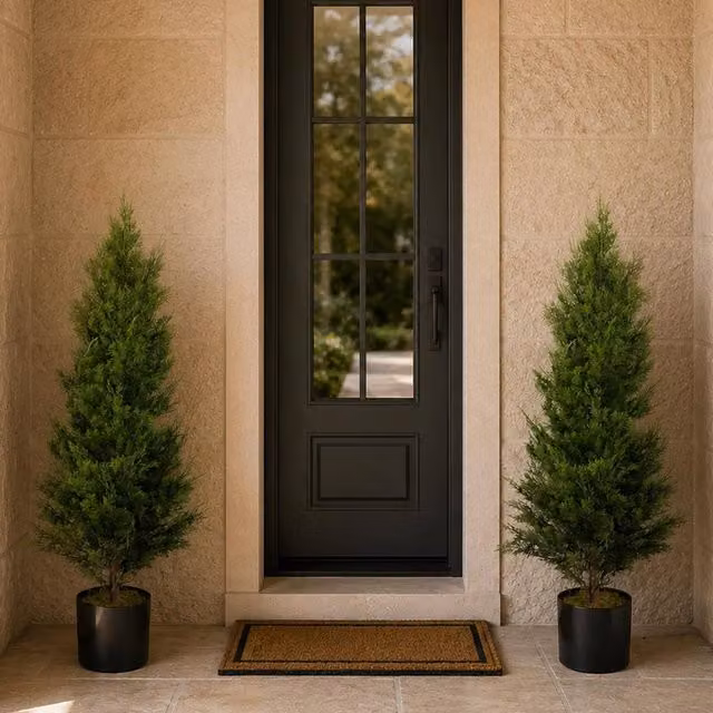 Botanik Leaf Pair of Green Artificial Cypress Topiary Trees, Height: 120 cm – 1