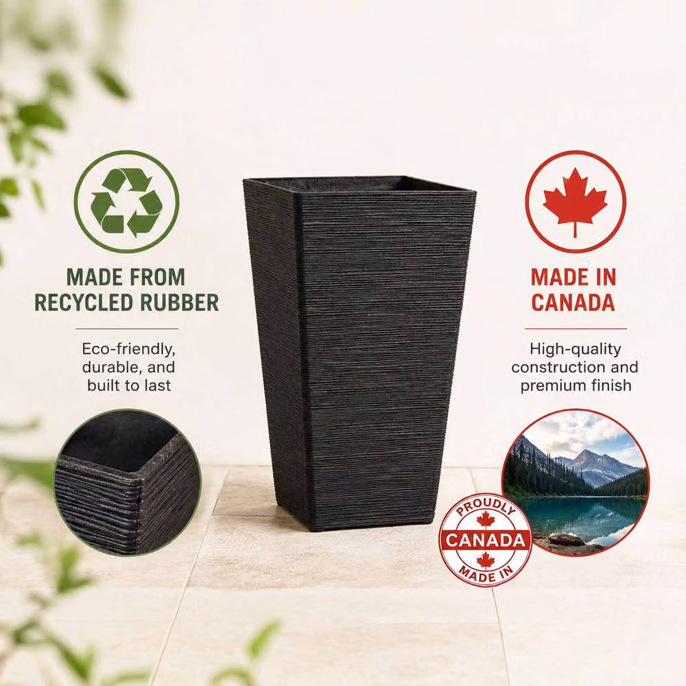 Nicoman Avondale Seagrass Black Tall Square Rubber Planter, 2 Pack, W/D/H: 33 x 33 x 61 cm – 3