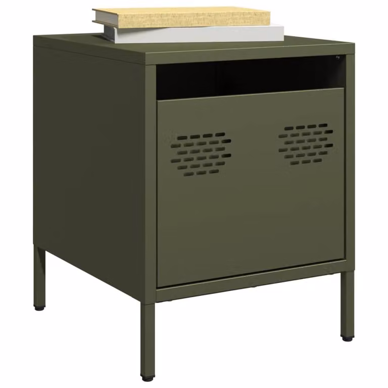 Berkfield Home Timeless Bedside Cabinets, 2 Piece, Olive Green, W/D/H: 35 x 39 x 43.5 cm