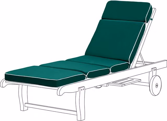 Gardenista Green Water-Repellent Outdoor Sun Lounger Cushion with Foam Padding and Polyester Cover