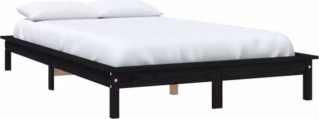 Berkfield Home Beautiful Solid Wood Pine Bed Frame in Black, W/D/H: 160 x 200 cm
