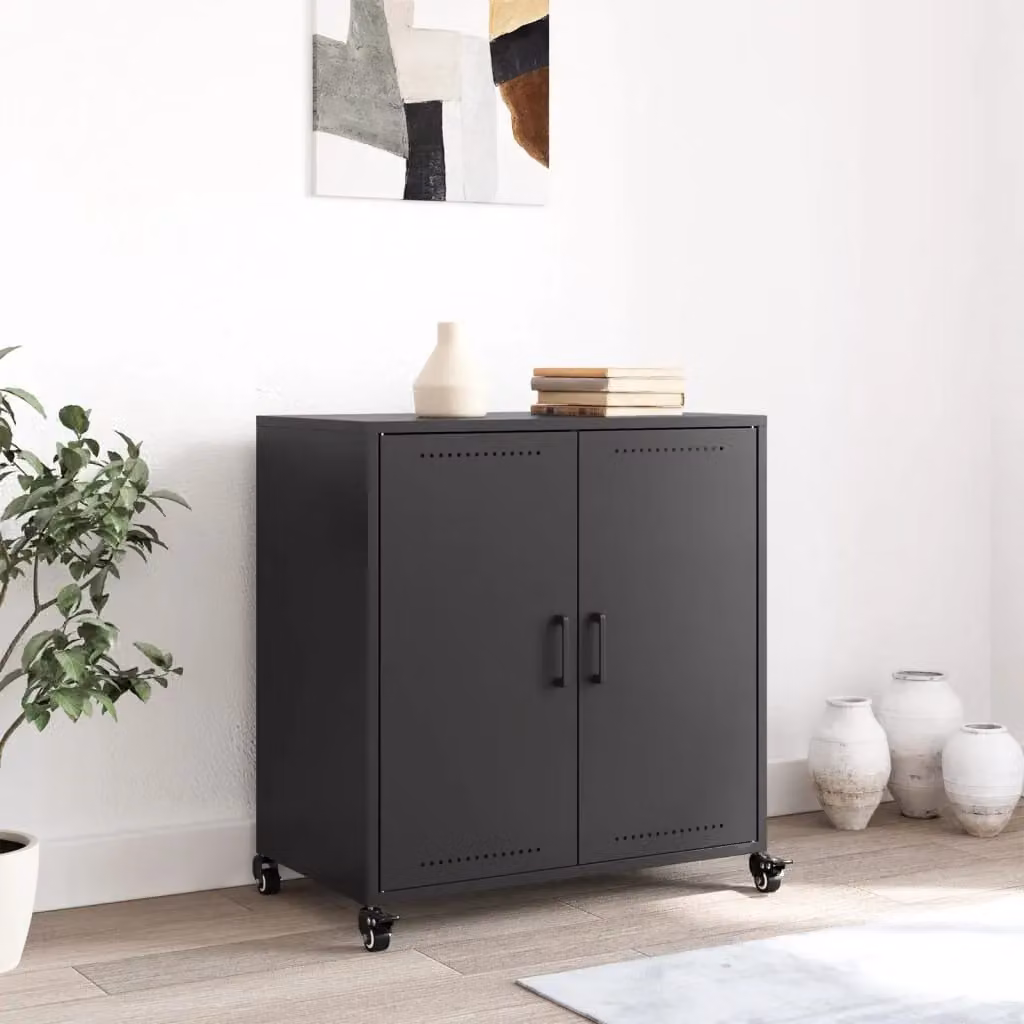 Berkfield Home Industrial Metal Sideboard in Black, W/D/H: 68.5 x 39 x 72 cm – 2