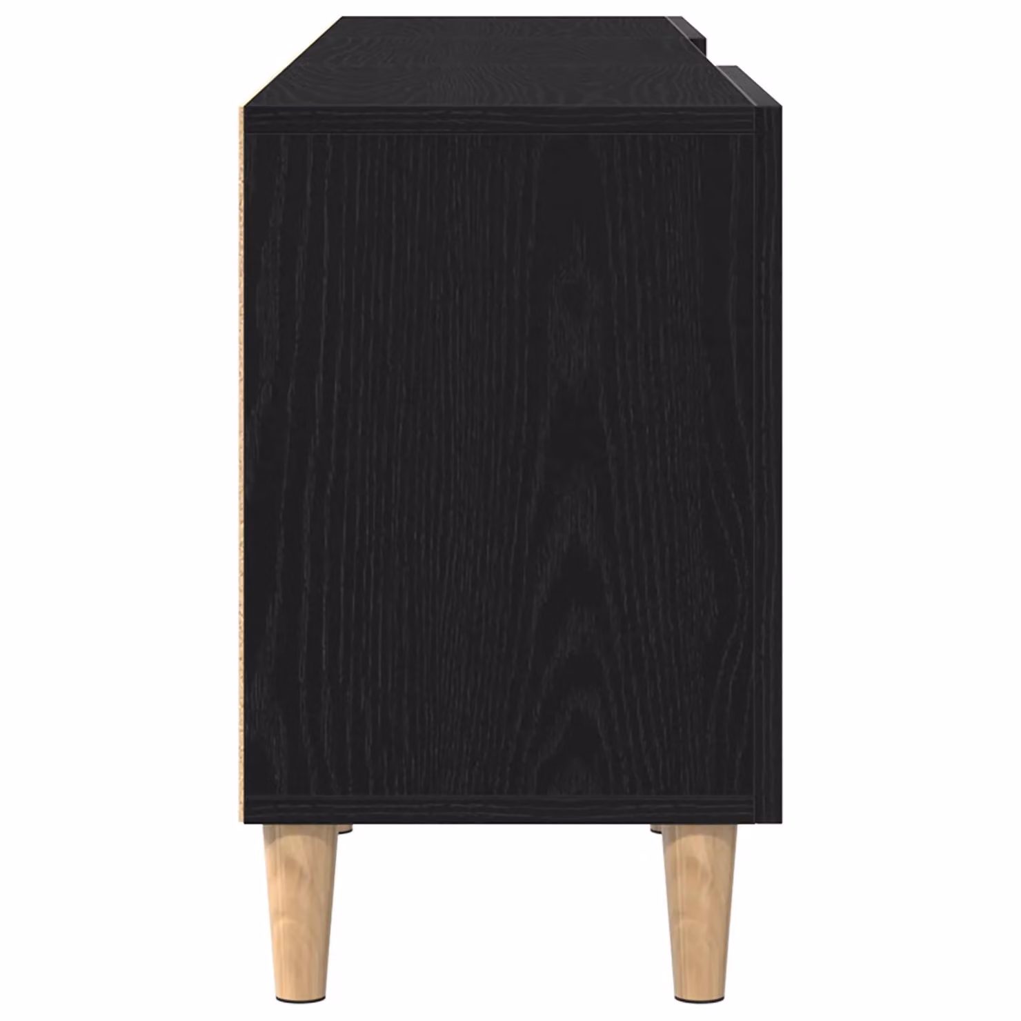 Berkfield Home Modern Black Oak TV Stand with Sliding Doors and Internal Shelves, W: 150 cm, D: 50 cm, H: 50 cm – 4