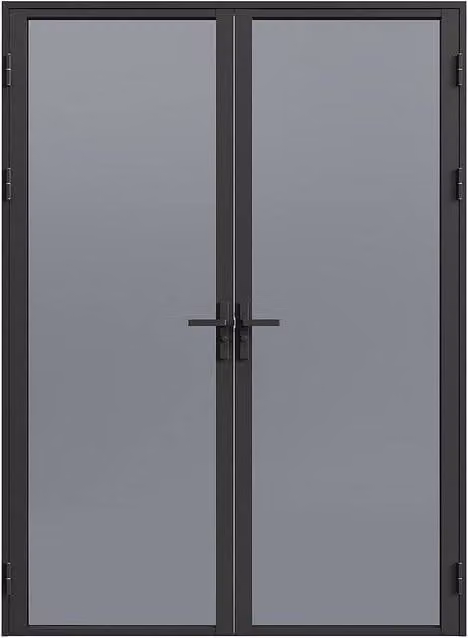 Loxton Reversible Double Door Cabinet with Black Smoked Glass Swinging Aluminium Doors