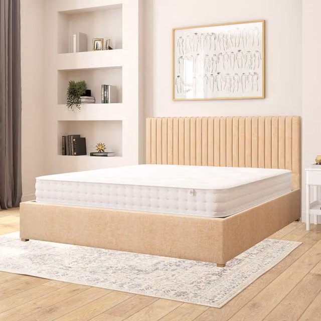 Aspire Grant Firenze Velour Fabric Ottoman Storage Bed in Champagne, Superking