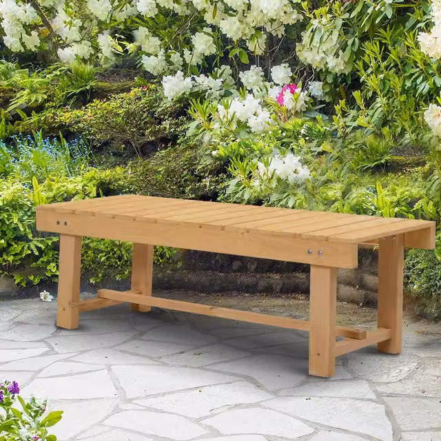 Outsunny Classic 2 Seater Wooden Garden Bench Loveseat in Yellow