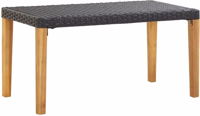Berkfield Home Modern Garden Bench in Black Poly Rattan and Solid Acacia Wood, Width: 120 cm – 1