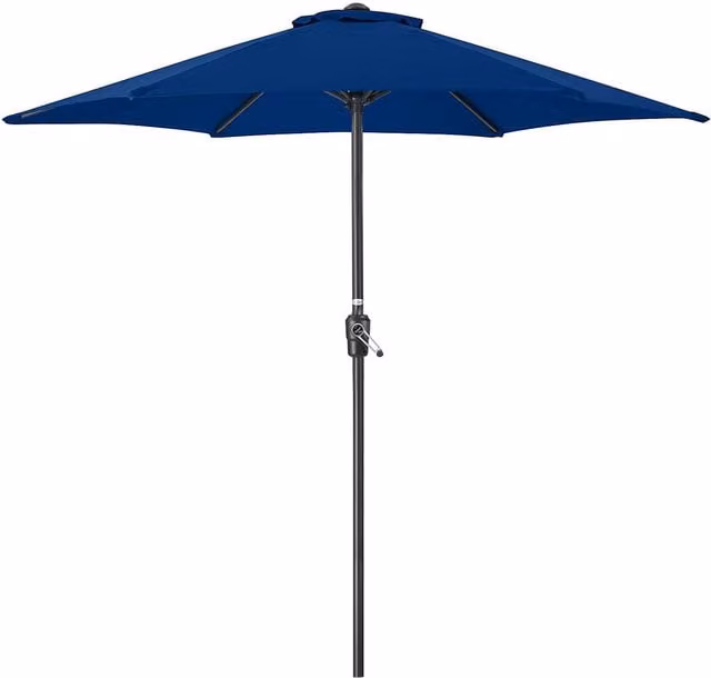 Christow Blue Garden Parasol Umbrella with Steel Frame and Polyester Canopy, Diameter: 240 cm