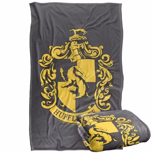 LOGOVISION Harry Potter Hufflepuff Crest Super Soft Fleece Throw Blanket, Multicolour, W: 91.44 cm x D: 147 cm