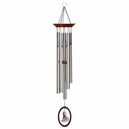 Woodstock Chimes Wind Fantasy Cat Outdoor Garden Wind Chime, Silver and Multicolour, H 60.96 cm x W 12.7 cm x D 12.7 cm