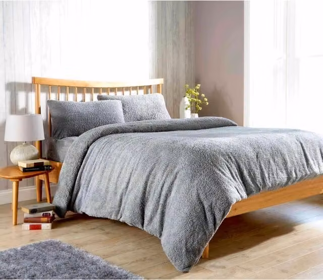 NewEdgeBlinds Grey Plain Fleece Duvet Cover, 140 x 200 cm