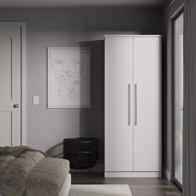 Sherwood Ready Assembled Plain Wardrobe with Integrated Drawers in Grey Matt
