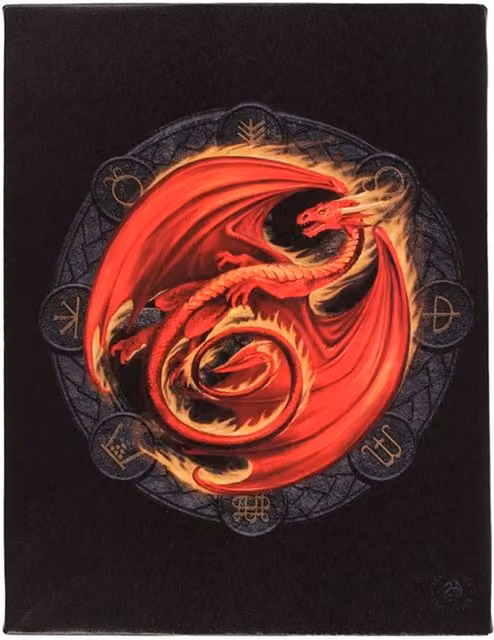 KDMK Beltane Dragon Canvas Plaque, Red, W/H: 25.0 x 19.0 cm