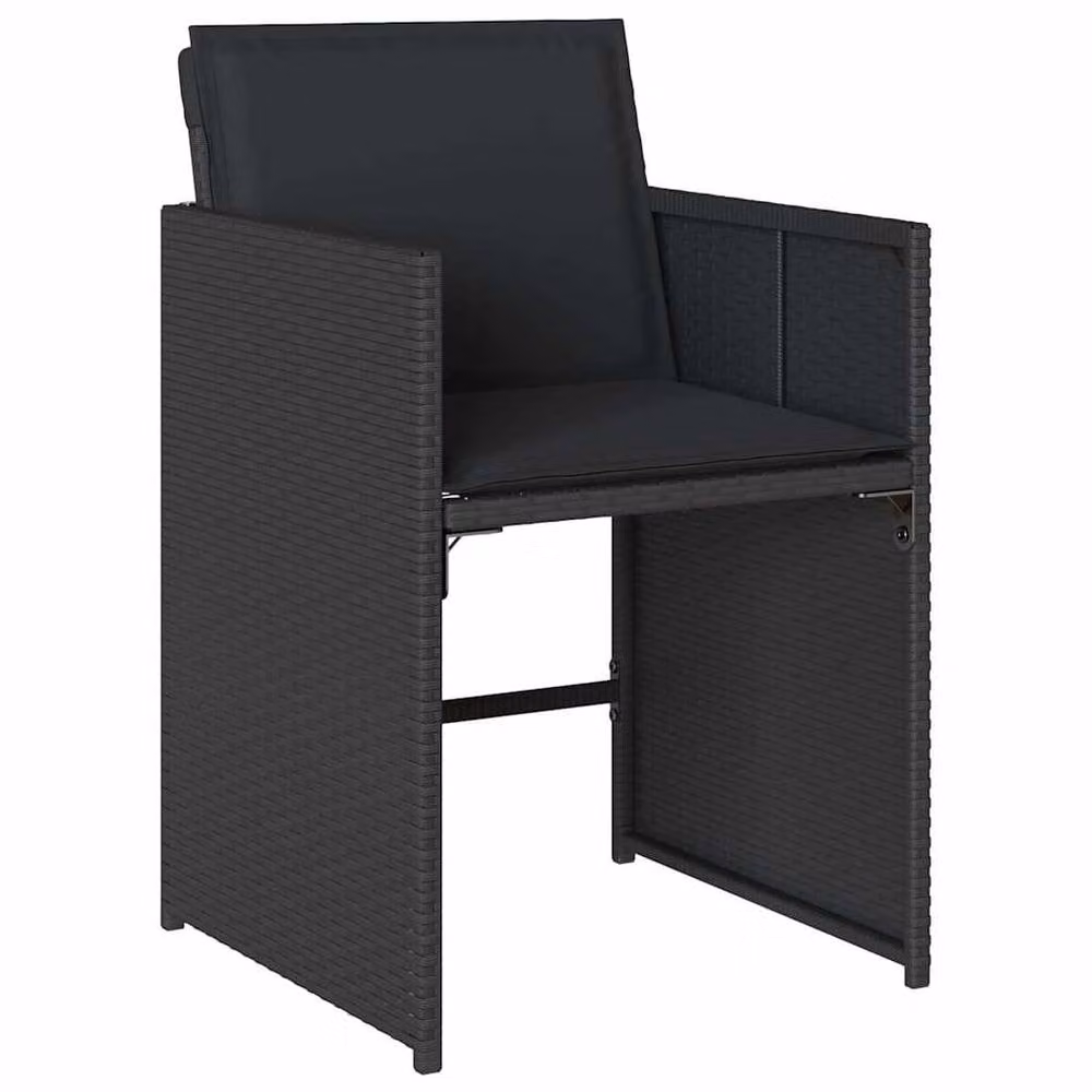 Berkfield Modern Black Polyrattan Garden Dining Set with Glass Tabletop – 3