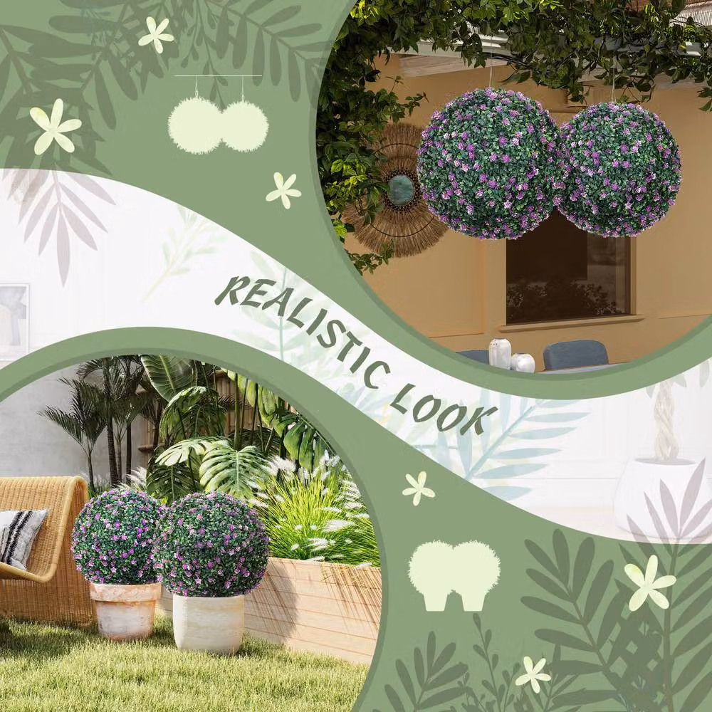 STILVORA Set of 2 Green Artificial Camellia Topiary Balls, Diameter: 40 cm – 5