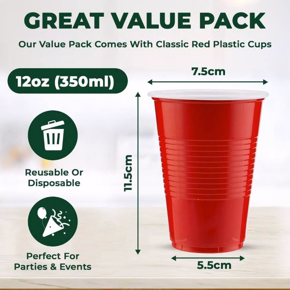 ECONX Red Disposable Plastic Party Cups, 12oz, 50 Pieces – 2