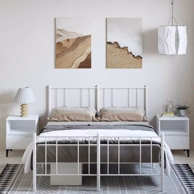 Berkfield Home Metal Bed Frame with Headboard and Footboard in White, W/D/H: 135 x 190 x 90 cm – 1