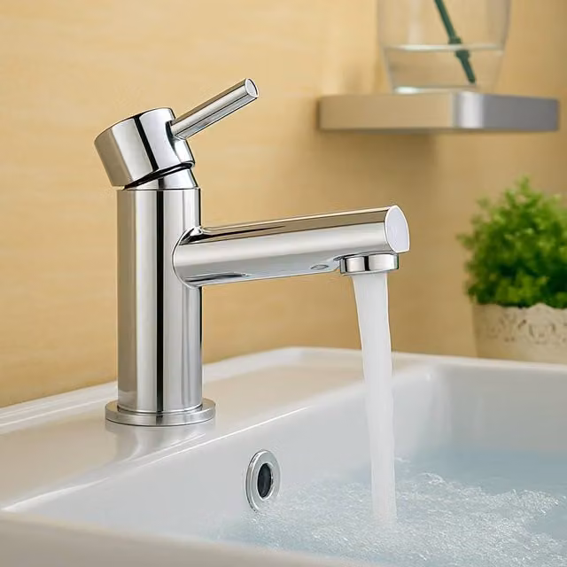 Bathroom Kingdom Harlech Single Lever Chrome Basin Mixer Tap and Waste in Silver