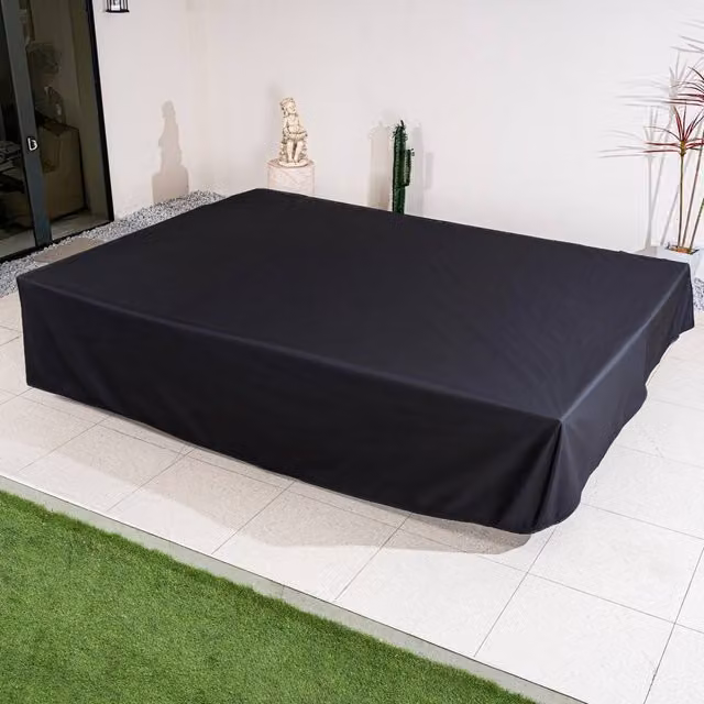 Direct Wicker Black Polyester Garden Protective Cover for Oval or Rectangular Sets, Large